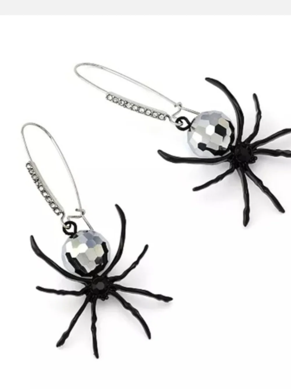 🖤▪️Betsey Johnson ▪️Faux Stone Spider Disco Ball Dangle Earrings